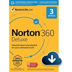 Anti-Virus And Security Software Norton 360 Deluxe For 3 Devices, Windows/Mac/Android/iOS, Download (21392049)